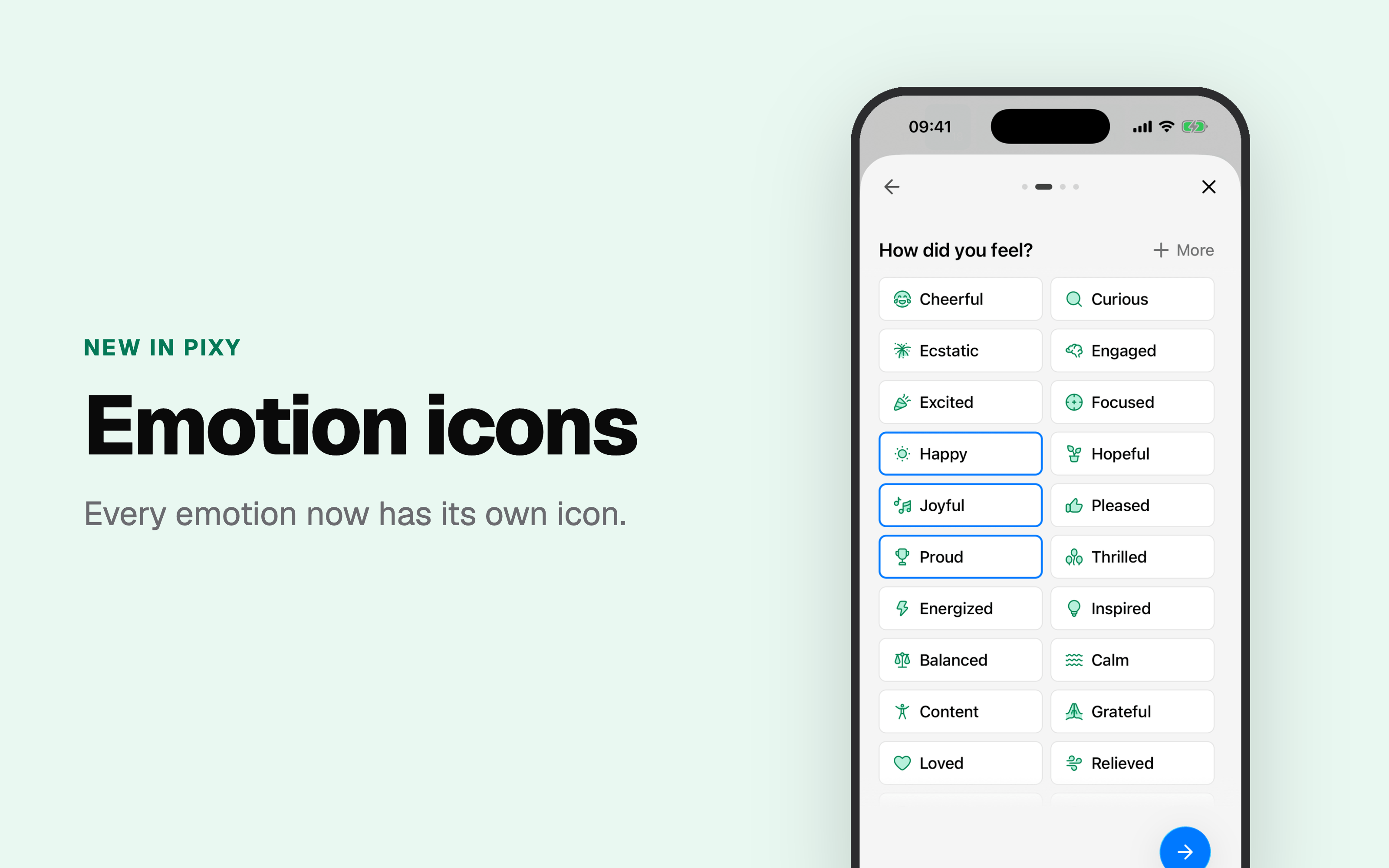 Emotion icons: Every emotion now has its own icon.