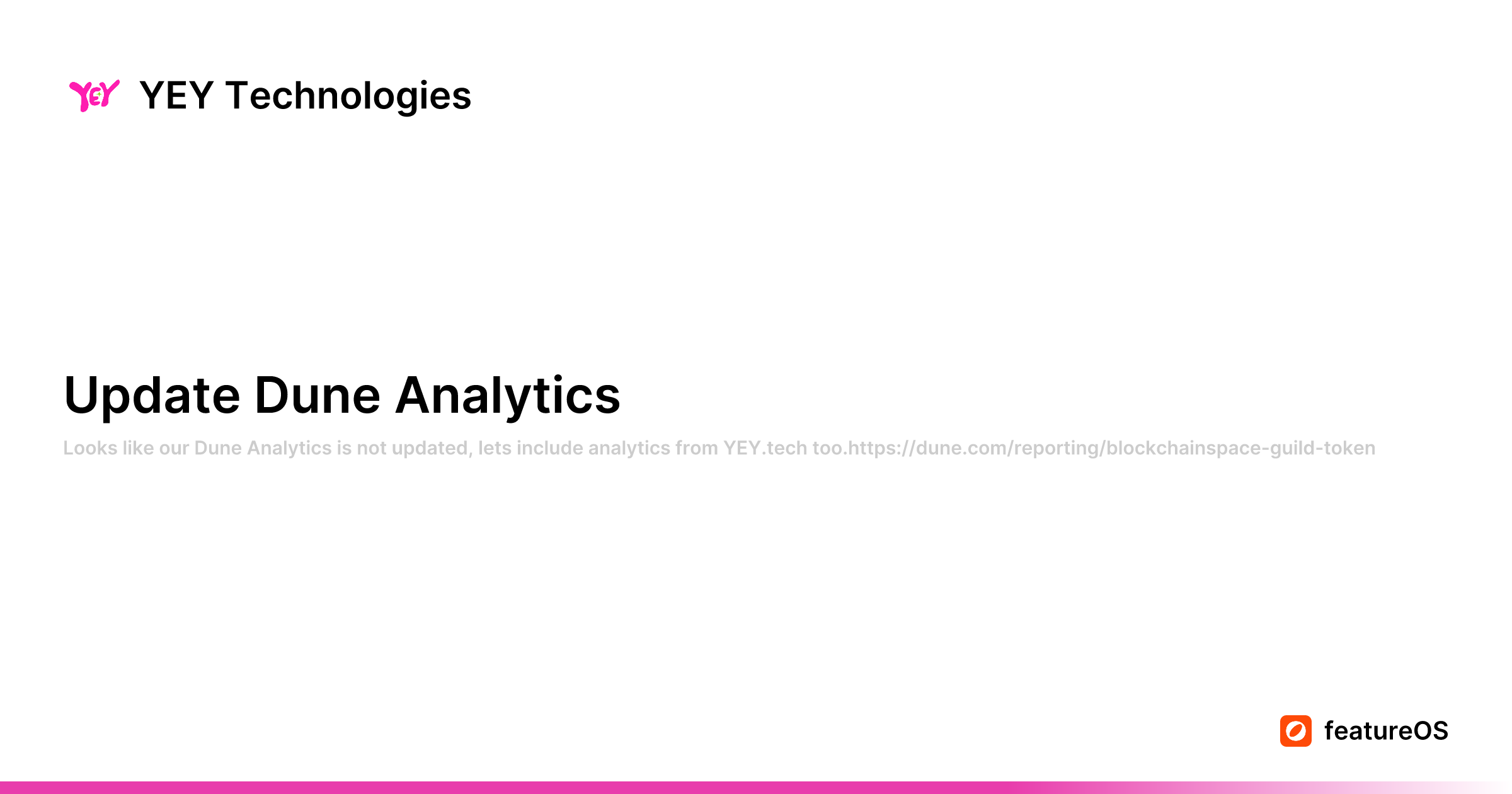 Update Dune Analytics | YEY Technologies