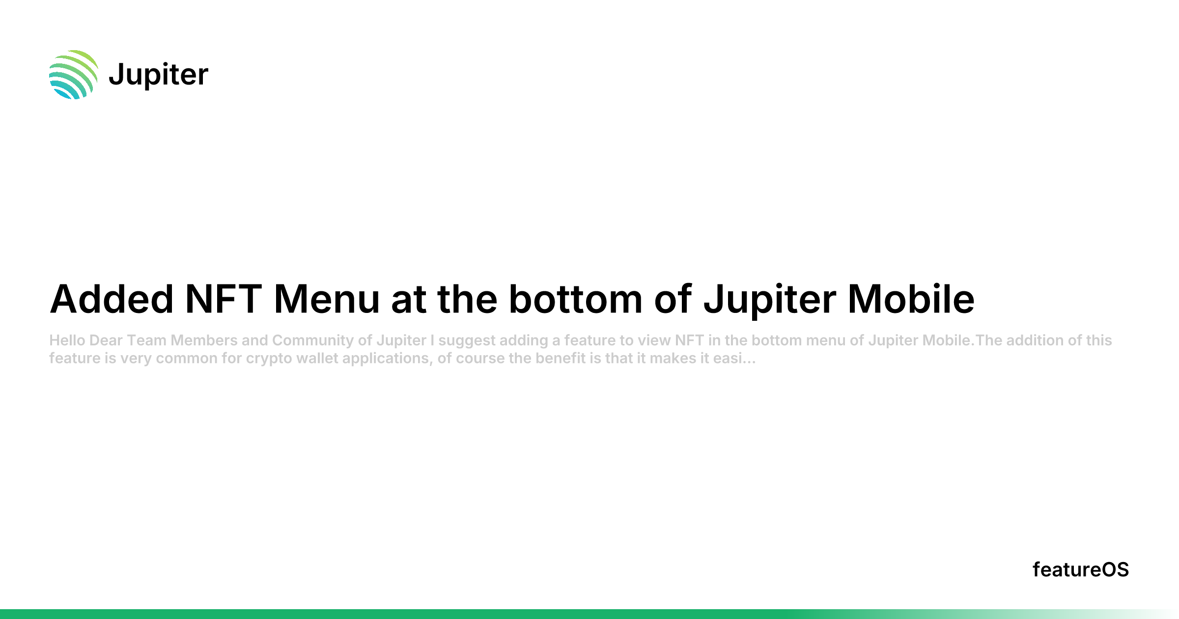Added NFT Menu at the bottom of Jupiter Mobile | Jupiter