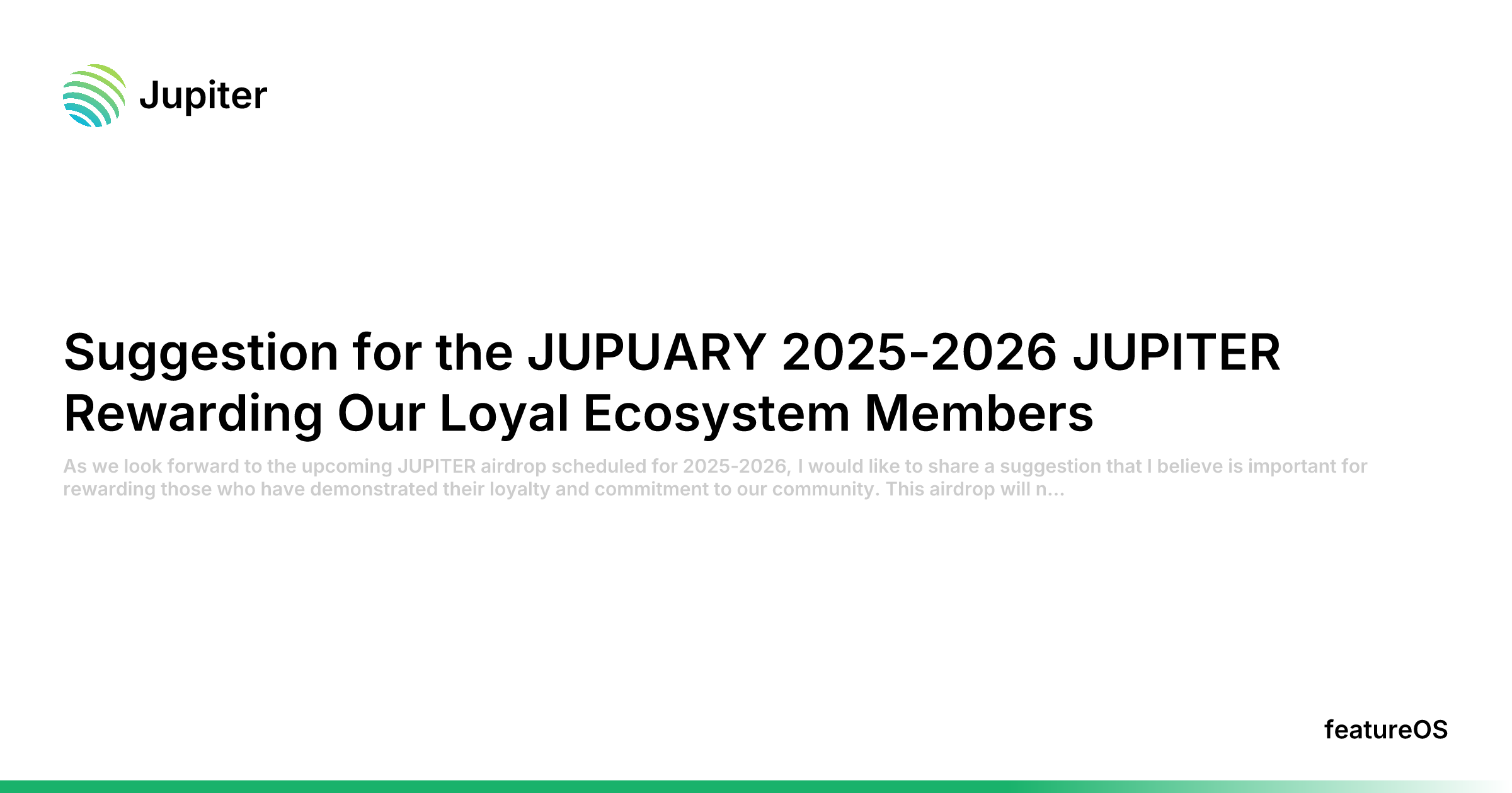 Suggestion for the JUPUARY 2025-2026 JUPITER Rewarding Our Loyal Ecosystem  Members | Jupiter