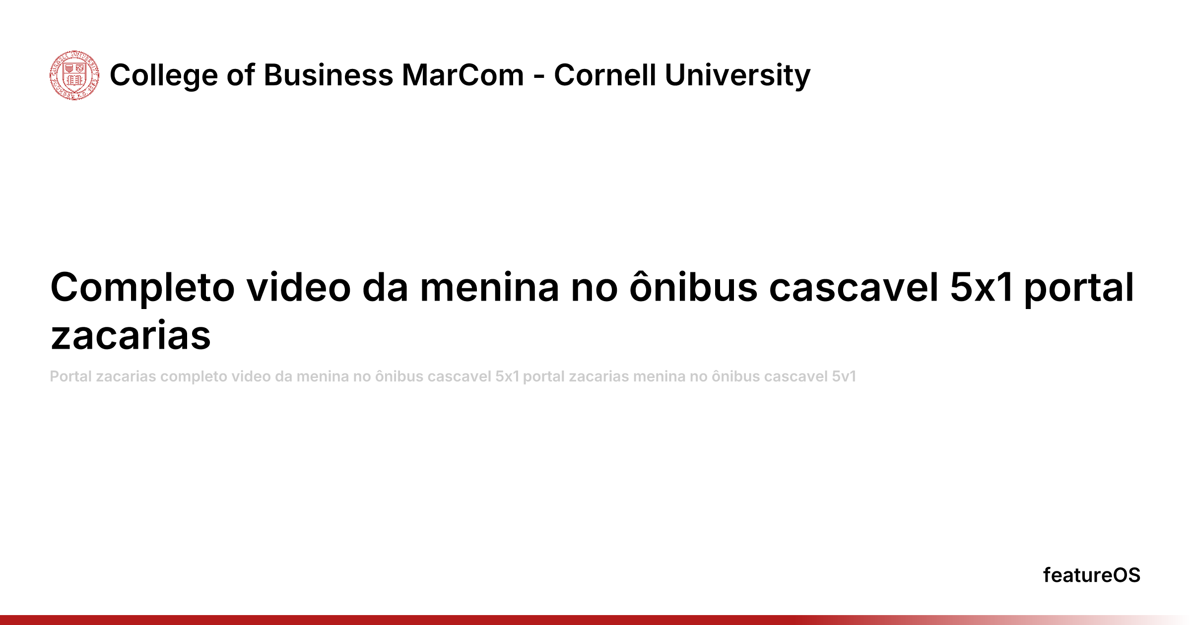 Completo video da menina no ônibus cascavel 5x1 portal zacarias | College of Business MarCom - Cornell University